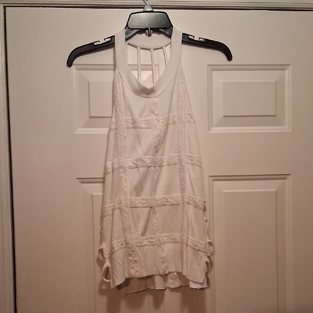 Women's White POL Strappy Back Top